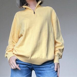 Y2K Brooks Brothers Butter Yellow Quarter Zip Sweater Men’s L